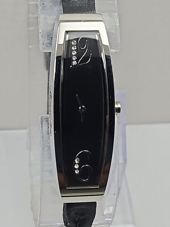 Mercedes Benz Womens 15mm Slim Black Braided Leather Watch Swiss New Battery main image 8